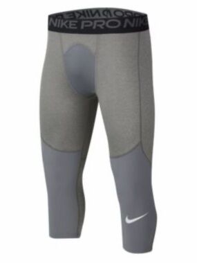 Boys Nike Pro Dri FitTight Fit 3/4 Length Gray Two-Tone Compression Tights Large
